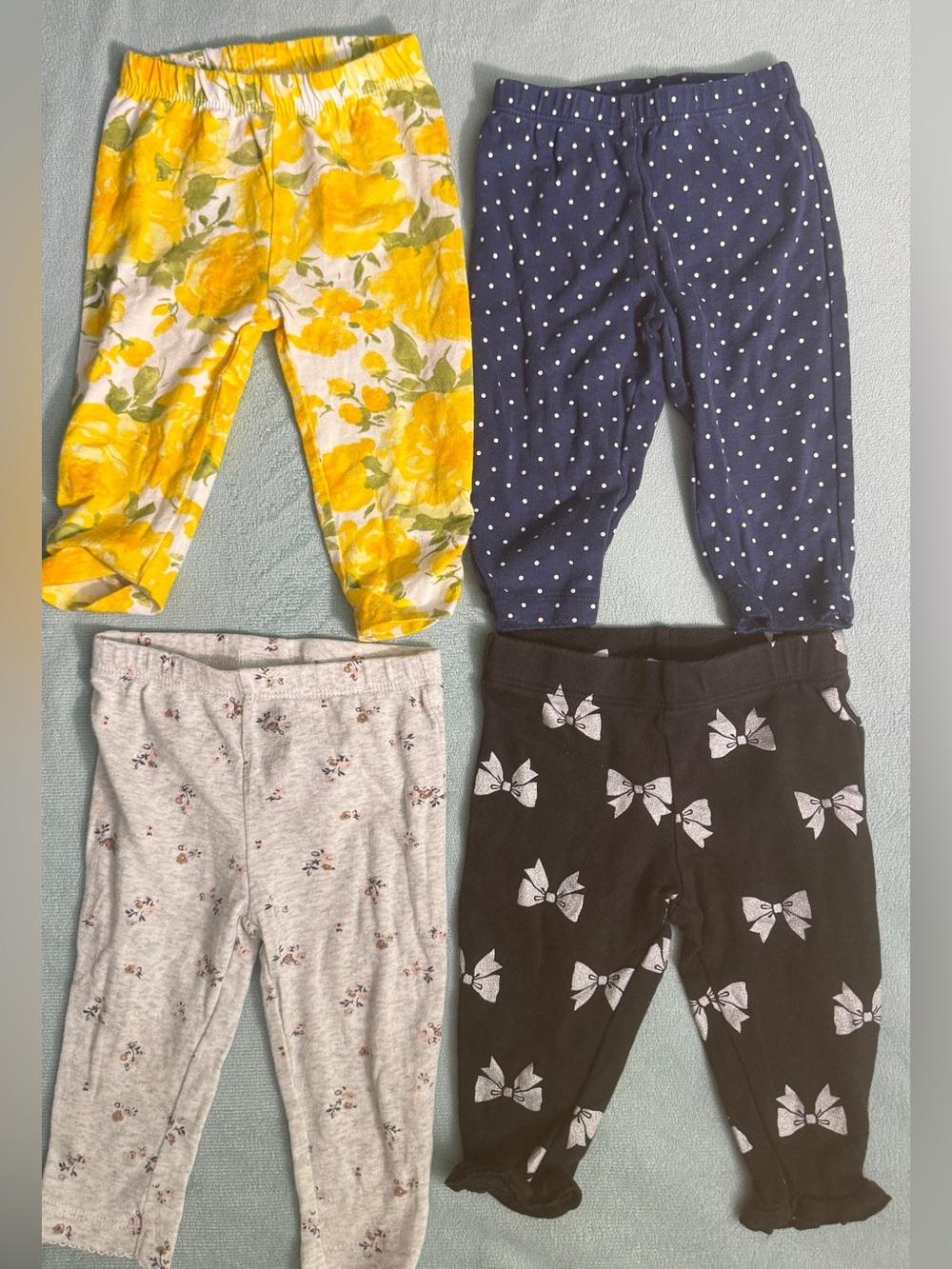 Carter's Girls Floral Yellow, Navy, Gray & Black Leggings Set